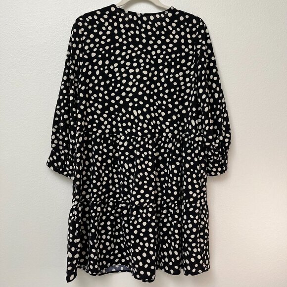 Who What Wear Bishop 3/4 Sleeve Polka Dot Dress Flowy Ruffle Women's Size Medium - Picture 3 of 11